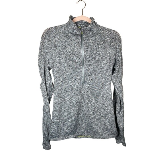 Athleta Mendoza 1/2 Zip Shirt Thumb Holes‎ Space Dye Running Gray Womens Small - Picture 1 of 10
